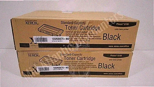 2 Genuine OEM Xerox Black Toner Ink Cartridges Color Laser Printer Phaser 6100