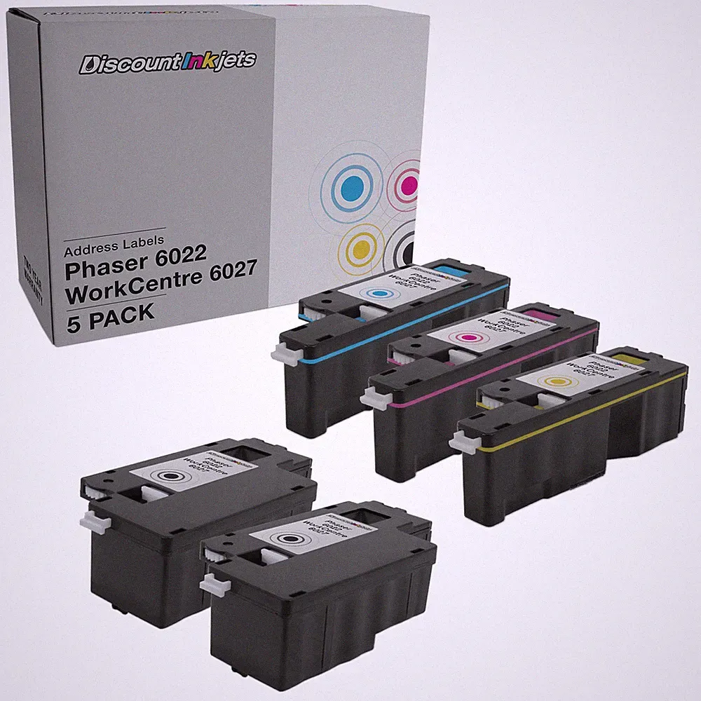 Ink Replacements for Xerox Phaser 6022 & Work Centre 6027 HY (5 Pk 2 B,C,M,Y)