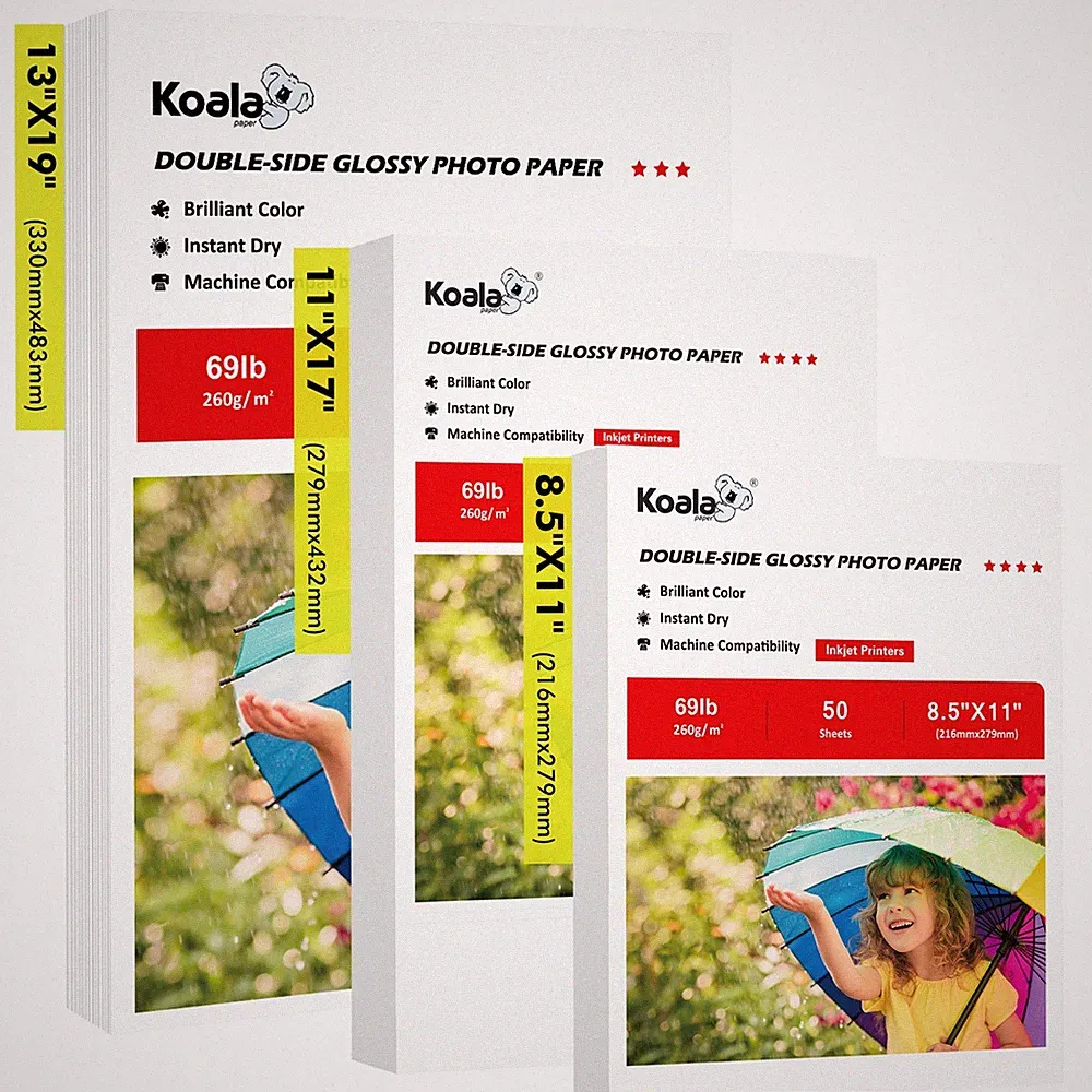 Lot Koala 69lb Double Sided Glossy Photo Paper 8.5x11 11x17 13x19 Inkjet Printer