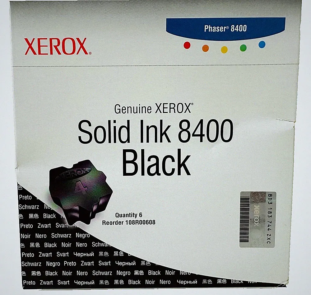 New Genuine Xerox Black 8400 Solid Ink Cartridges 108R00604 Box