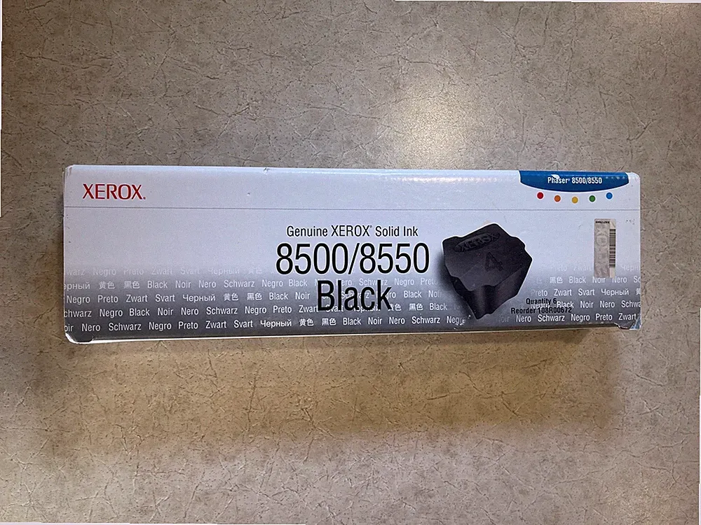 XEROX 108R00672 Phaser 8500 8550 Printer Black Ink (6 pack) Genuine OEM Sealed