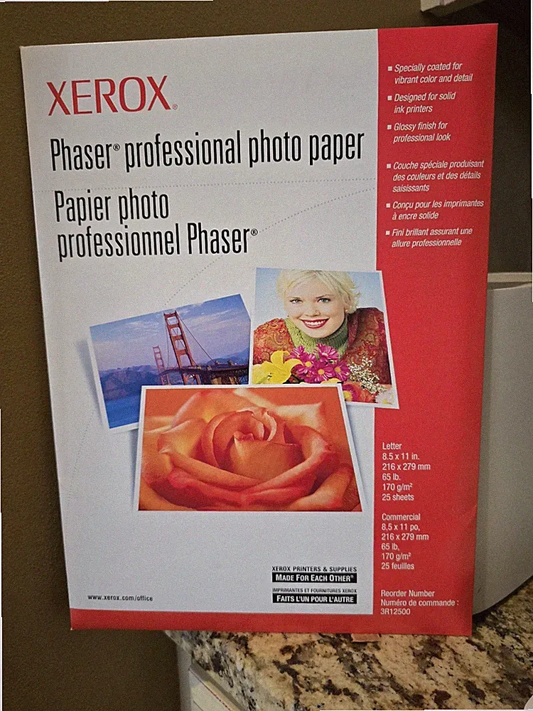 Xerox Phaser Professional Solid Ink Photo Paper 8.5”x11” 65lb 25 Sheets